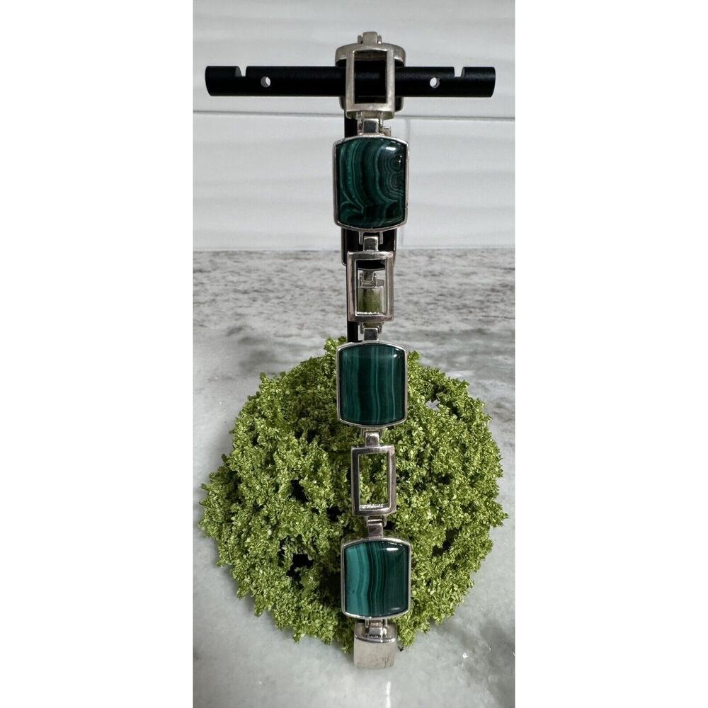 Jay King Sterling Silver Reversible Malachite & Black Onyx Link Bracelet